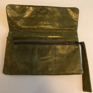 HOBO olive green wristlet.